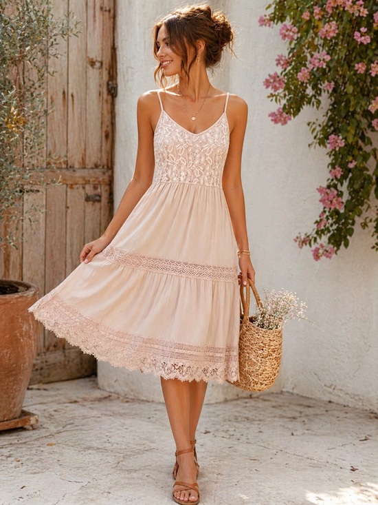 easel Dresses & Skirts - Easel Blush Lace Boho Dress Small Romantic Cottagecore Festival Midi size small